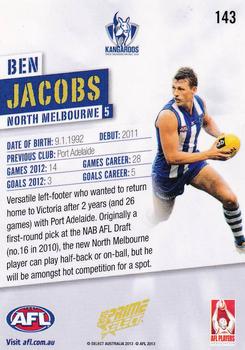 2013 Select Prime AFL #143 Ben Jacobs Back